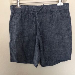 Blue linen drawstring shorts